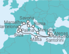 Itinerário do Cruzeiro França, Itália, Espanha, Malta, Grécia - Costa Cruceros