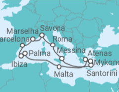 Itinerário do Cruzeiro França, Espanha, Malta, Grécia, Itália - Costa Cruceros