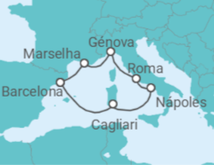 Itinerário do Cruzeiro Itália, França, Espanha - Costa Cruzeiros