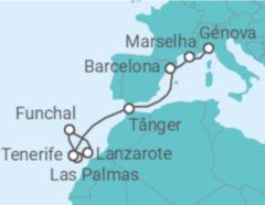 Itinerário do Cruzeiro Ilhas Canárias - Costa Cruceros