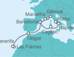 Itinerário do Cruzeiro De Las Palmas a Civitavecchia (Roma) - Costa Cruceros