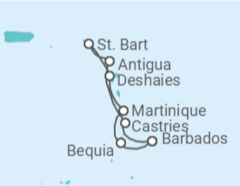 Itinerário do Cruzeiro São Vicente E Granadinas, Martinique, Guadalupe, Antígua E Barbuda, Santa Lúcia - Silversea