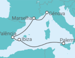 Itinerário do Cruzeiro Espanha, França - MSC Cruceros