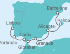 Itinerário do Cruzeiro Barcelona a Lisboa  - NCL Norwegian Cruise Line