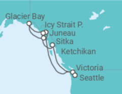 Itinerário do Cruzeiro Alasca - Holland America Line