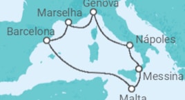 Itinerário do Cruzeiro Mediterrâneo Ocidental - MSC Cruzeiros