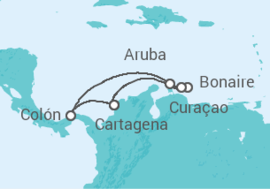 Itinerário do Cruzeiro Antilhas e Caraíbas do Sul - Pullmantur 
