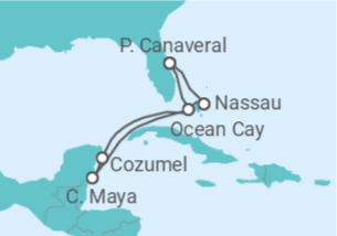 Itinerário do Cruzeiro Jóias das Caraíbas +Voo+Hotel - MSC Cruzeiros