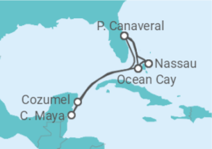 Itinerário do Cruzeiro Caraíbas Mexicanas+Voo+Hotel - MSC Cruzeiros