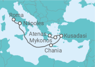 Itinerário do Cruzeiro Itália, Grécia, Turquia + Voo + Hotel - Princess Cruises