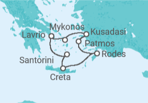 Itinerário do Cruzeiro Grécia, Turquia + Voo + Hotel - Celestyal Cruises