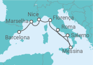 Itinerário do Cruzeiro Mediterrâneo Épico + Voo + Hotel - NCL Norwegian Cruise Line