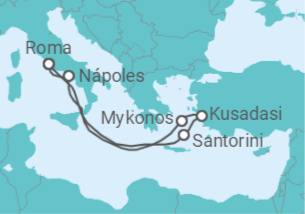 Itinerário do Cruzeiro Grécia, Turquia, Itália + Voo + Hotel - Royal Caribbean