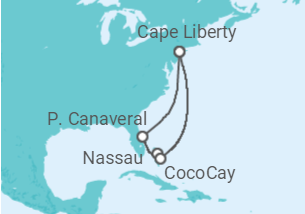 Itinerário do Cruzeiro EUA, Bahamas + Voo + Hotel - Royal Caribbean