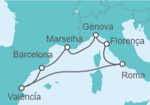 Itinerário do Cruzeiro Sinfonia pelo Mediterrâneo + Voo + Hotel - MSC Cruzeiros