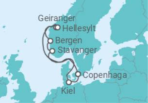 Itinerário do Cruzeiro Noruega, Alemanha + Voo + Hotel - Costa Cruzeiros
