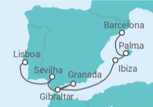 Itinerário do Cruzeiro De Lisboa a Barcelona + Voo + Hotel - NCL Norwegian Cruise Line