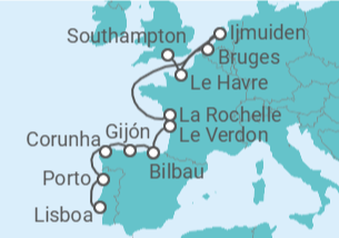 Itinerário do Cruzeiro De Lisboa a Southampton + Voo + Hotel - NCL Norwegian Cruise Line