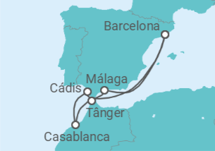 Itinerário do Cruzeiro Espanha, Marrocos + Voo + Hotel - Royal Caribbean