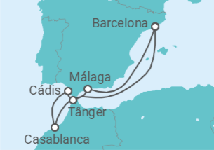 Itinerário do Cruzeiro Marrocos, Espanha + Voo + Hotel - Royal Caribbean