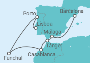 Itinerário do Cruzeiro De Lisboa a Barcelona + Voo + Hotel - Royal Caribbean