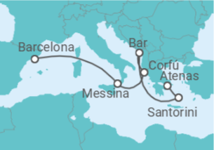 Itinerário do Cruzeiro Pérolas da Grécia e Itália + Voo + Hotel - Princess Cruises