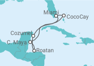 Itinerário do Cruzeiro Caraíbas Icónicas e México+Voo+Hotel - Royal Caribbean