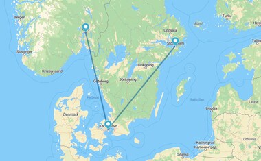 Estocolmo, Copenhaga e Oslo de avião