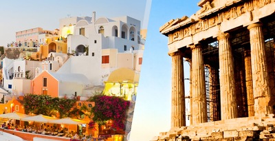 Atenas e Santorini de avião