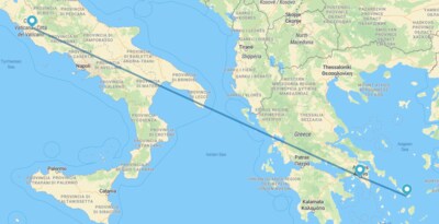 Roma, Atenas e Míconos de avião